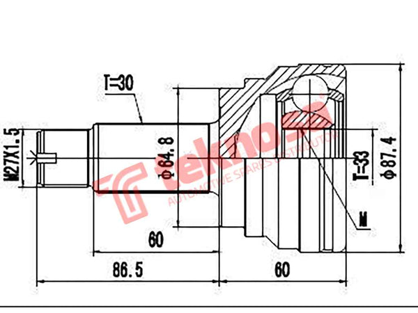 Febest Outer CV Joint – BMW X5 E53 1999-2006 – 27x65x30mm, OEM 31607503538