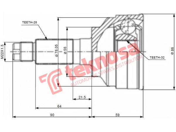 Outer Cv Joint - Mz5734 (Teknosa) | Top-Rated Vehicle Accessories