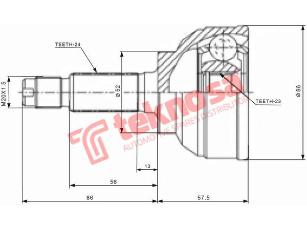 Outer Cv Joint - Mz5930 (Teknosa) | Top-Rated Vehicle Accessories