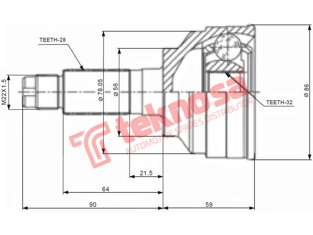 Outer Cv Joint - Mz5734 (Teknosa) | Top-Rated Vehicle Accessories