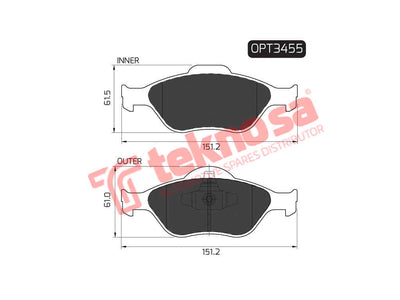 Brake Pad Set - Opt3455 (Optima)